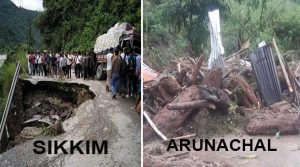 सिक्किम और अरुणाचल में बारिश से तबाही, बहे घर, गाड़ियां, इंसान, और सड़क