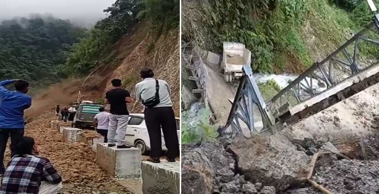 अरुणाचल प्रदेश: भारी बारिश से कई स्थानों पर भूस्खलन, सड़क बह गए, पुल टूट गए, यातायात प्रभावित