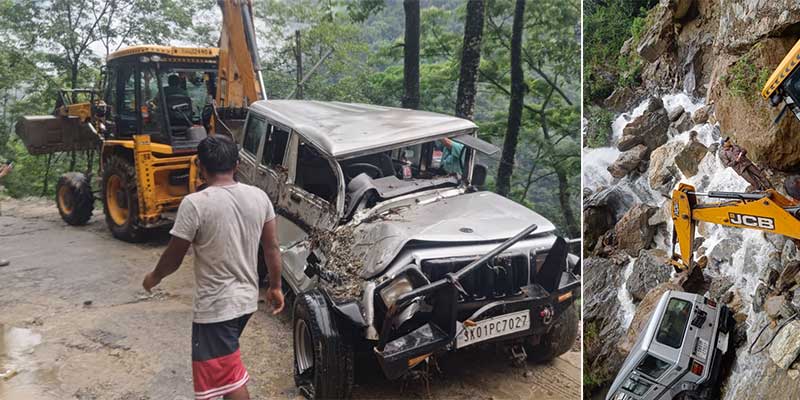 Sikkim: BRO ने सिंगतम-डिक्चू रोड के पास झरने में बह गए वाहन से 5 लोगों को बचाया