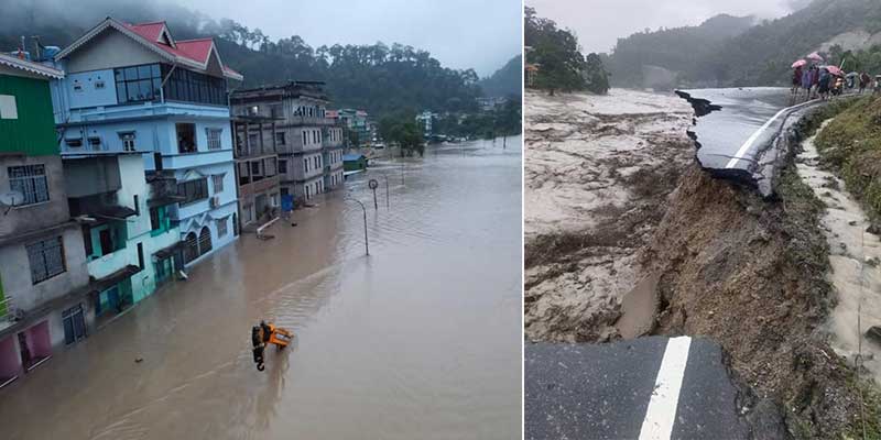 सिक्किम बाढ़: सेना के 23 जवान लापता, NH10 कई जगह पर बह गया