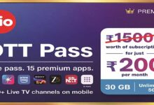 JIO का नया ₹200 OTT पास लॉन्च, 15 प्रीमियम OTT और 1000+ लाइव टीवी चैनल एक ही पैक में